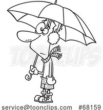 Cartoon Black and White Guy Confused with the Weather by Toonaday