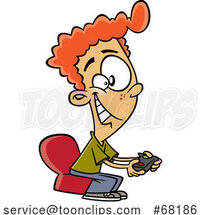 Cartoon Boy Playing a Video Game by Toonaday