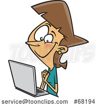 Cartoon Lady Reading a Good Email by Toonaday