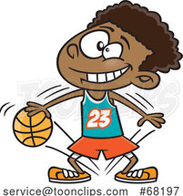 Cartoon Boy Dribbling a Basketball by Toonaday