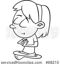 Cartoon Black and White Girl Meditating by Toonaday