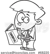 Cartoon Black and White Boy Reading a Confidential File by Toonaday