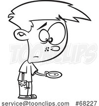 Cartoon Black and White Boy with a Scant Meal by Toonaday