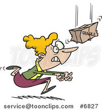 Cartoon Lady Catching a Fragile Package by Toonaday