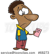 Cartoon Sad Guy Holding a Pink Slip by Toonaday