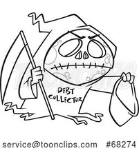 Black and White Cartoon Debt Collector Grim Reaper by Toonaday