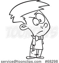 Black and White Cartoon Boy Unhappy About Being Dressed up by Toonaday