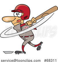 Cartoon Baseball Player Batting by Toonaday