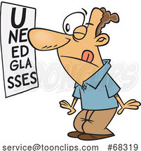 Cartoon Guy Squinting to Read an Eye Chart by Toonaday