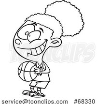 Black and White Cartoon Girl Basketball Player by Toonaday