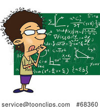 Cartoon Thinking Female Mathematician by Toonaday