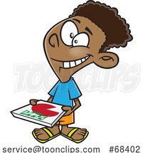 Cartoon Black Boy Carrying a Pizza Box by Toonaday