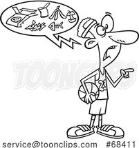 Cartoon Outline Black Basketball Player Talking Trash by Toonaday