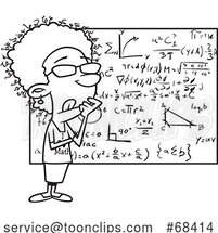 Cartoon Outline Thinking Female Mathematician by Toonaday