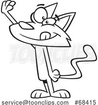 Cartoon Outline Cat Giving a High Five by Toonaday