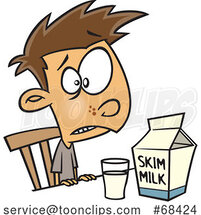 Cartoon Disgusted White Boy Drinking Skim Milk by Toonaday