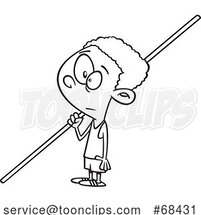 Cartoon Black and White Black Boy Pole Vaulter by Toonaday
