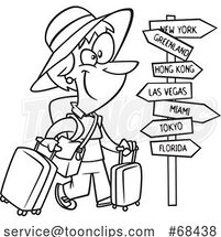 Cartoon Black and White Lady World Traveler by Toonaday