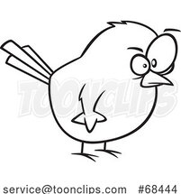 Cartoon Black and White Angry Chickadee Bird by Toonaday