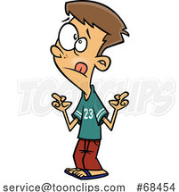 Cartoon Teen Boy with Fingers Crossed by Toonaday