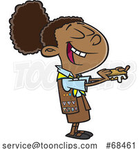 Cartoon Black Brownie Girl Eating Smores by Toonaday