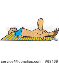Cartoon Relaxed White Guy Sun Bathing by Toonaday