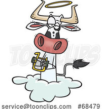 Cartoon Holy Cow Angel on a Cloud by Toonaday