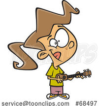 Cartoon Girl Playing a Ukulele by Toonaday