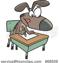 Cartoon Dog Sitting at a Desk in Obedience School by Toonaday