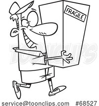 Cartoon Black and White Delivery Guy Carrying a Package by Toonaday