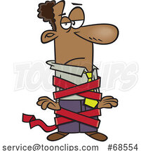 Cartoon Business Man Tied up in Red Tape by Toonaday