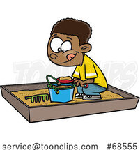 Cartoon Black Boy Playing in a Sand Box by Toonaday