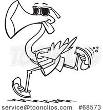 Cartoon Lineart Runner Flamingo by Toonaday
