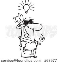 Cartoon Lineart Cool Guy with a Bright Idea by Toonaday