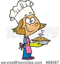Cartoon White Chef Girl with a Fresh Pie by Toonaday