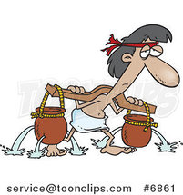 Cartoon Slave Carrying Holy Water Pots by Toonaday