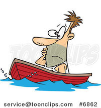 Cartoon Guy Drifting in a Boat by Toonaday