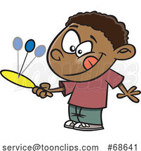 Cartoon Black Boy Playing Paddleball by Toonaday