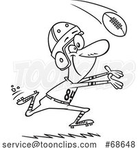 Cartoon Black and White Vintage Football Player by Toonaday