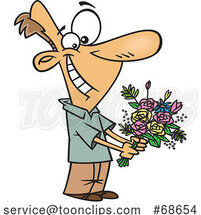 Cartoon Sweet Guy Holding Flowers by Toonaday