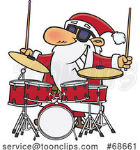 Cartoon Christmas Santa Playing Drums by Toonaday