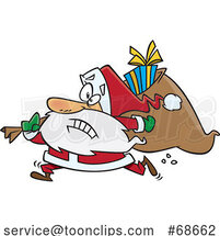 Cartoon Christmas Santa Rushing by Toonaday