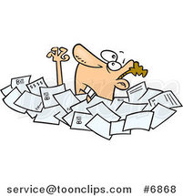 Cartoon Business Man Drowning in Papers by Toonaday