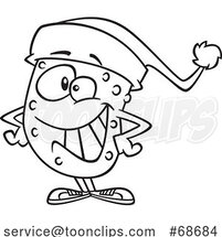 Cartoon Outline Grinning Christmas Pickle by Toonaday