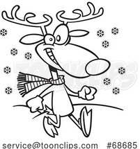 Cartoon Outline Jolly Reindeer Taking a Stroll by Toonaday