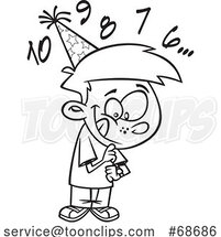 Cartoon Outline Boy Counting down to New Year by Toonaday