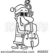 Cartoon Outline Christmas Santa Playing a Bass by Toonaday