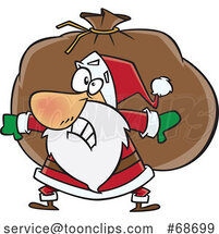 Cartoon Christmas Santa Carrying a Heavy Sack by Toonaday