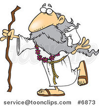 Cartoon Druid Guy Carrying a Stick by Toonaday