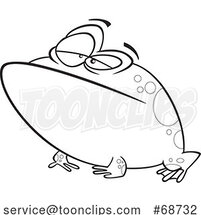 Cartoon Black and White Bullfrog by Toonaday